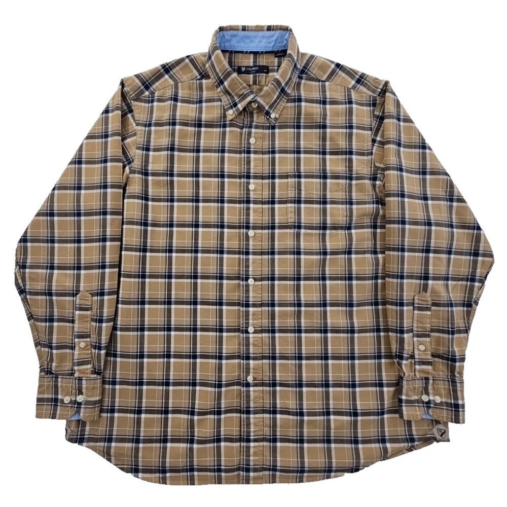 Cremieux Classics Shirt Men's XL‎ Brown Plaid Long Sleeve Button-Up Relaxed Fit